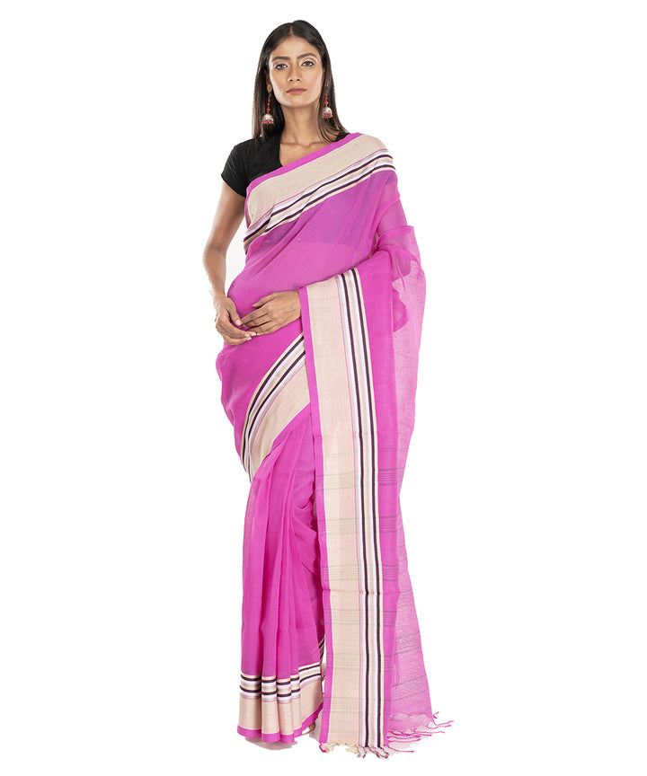 Magenta pink handloom shantipuri bengal cotton saree