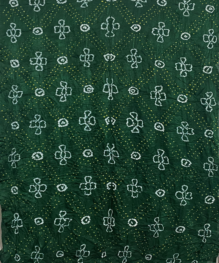 Dark green hand print tie dye bandhani gajji silk saree