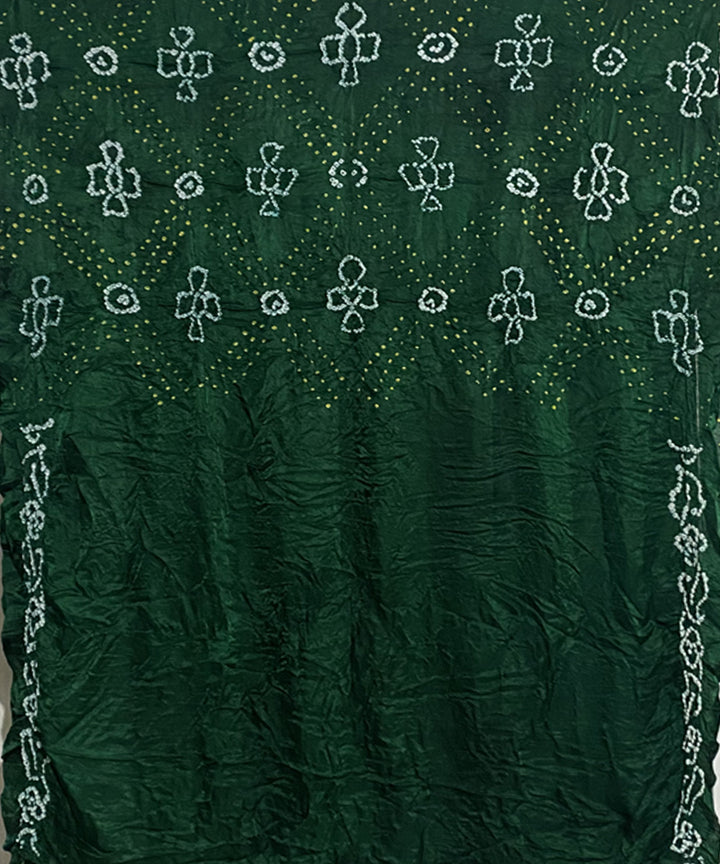 Dark green hand print tie dye bandhani gajji silk saree