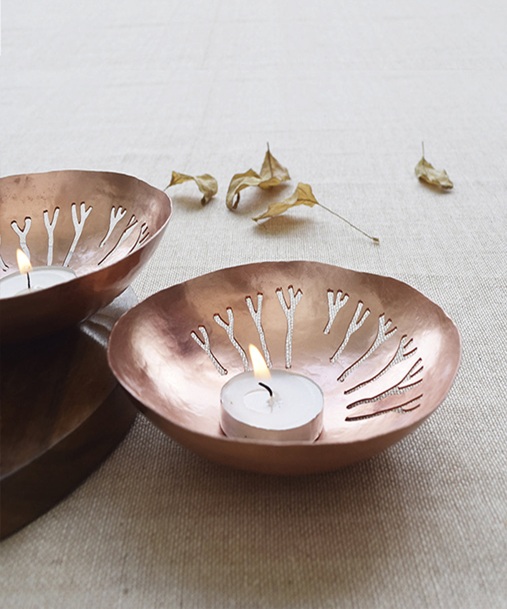 Handmade copper prana tea light