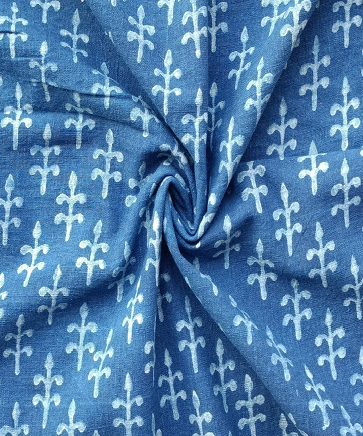 2.5m Indigo dabu print hand spun handloom cotton kurta fabric