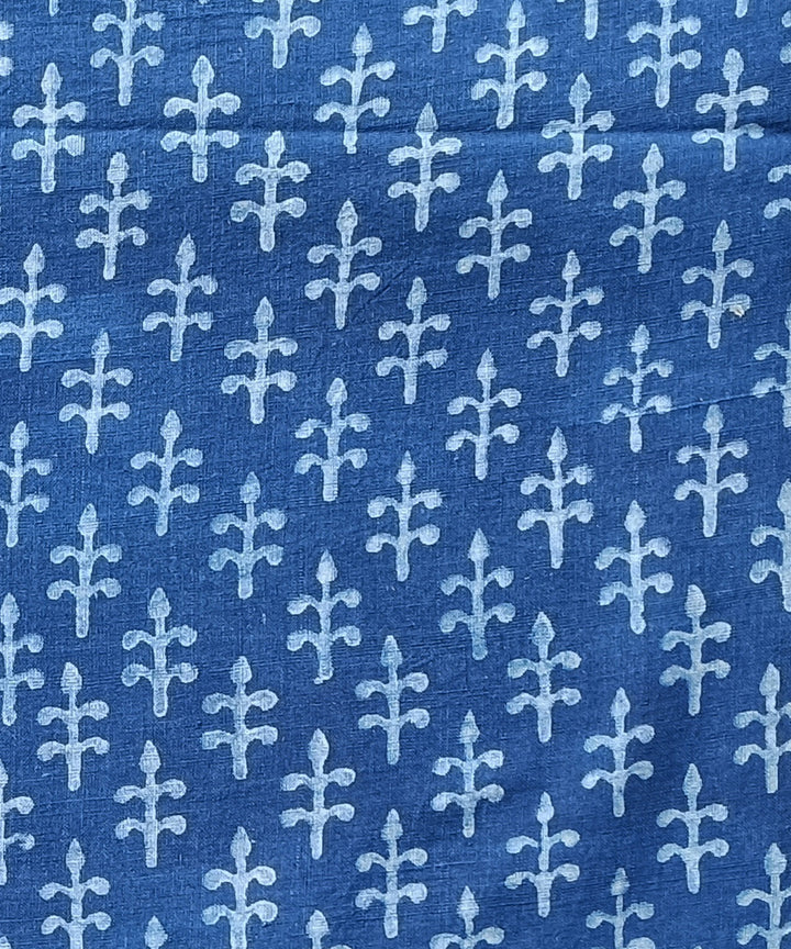 2.5m Indigo dabu print hand spun handloom cotton kurta fabric