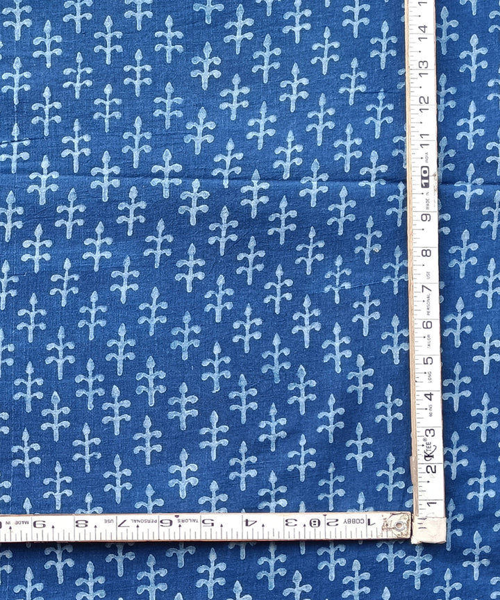 2.5m Indigo dabu print hand spun handloom cotton kurta fabric