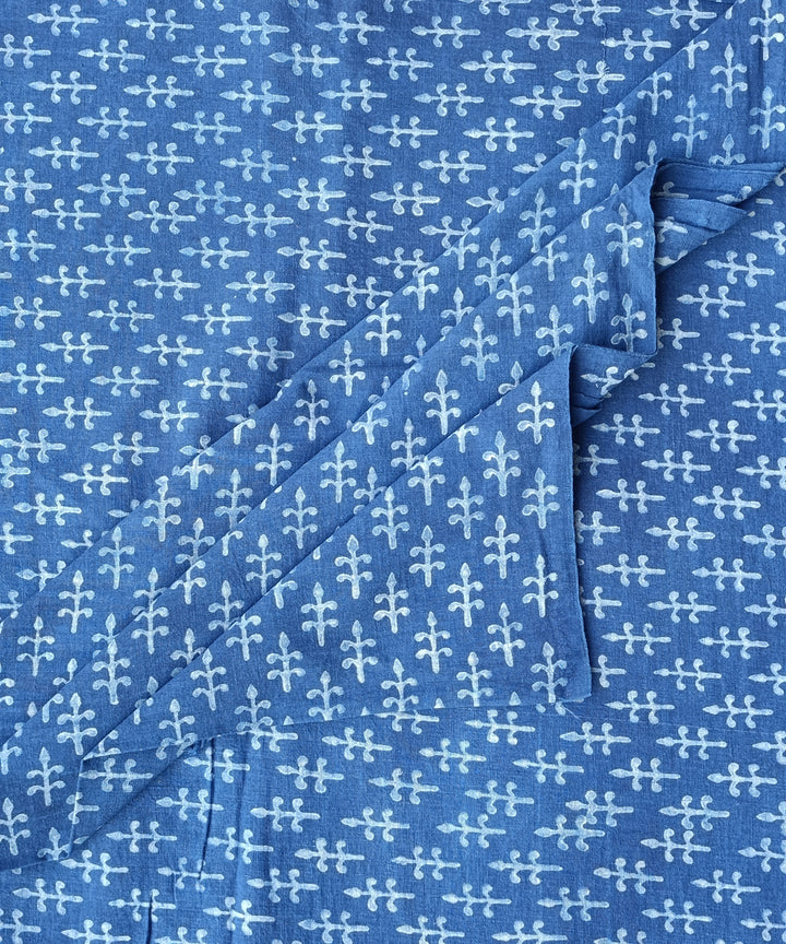 2.5m Indigo dabu print hand spun handloom cotton kurta fabric