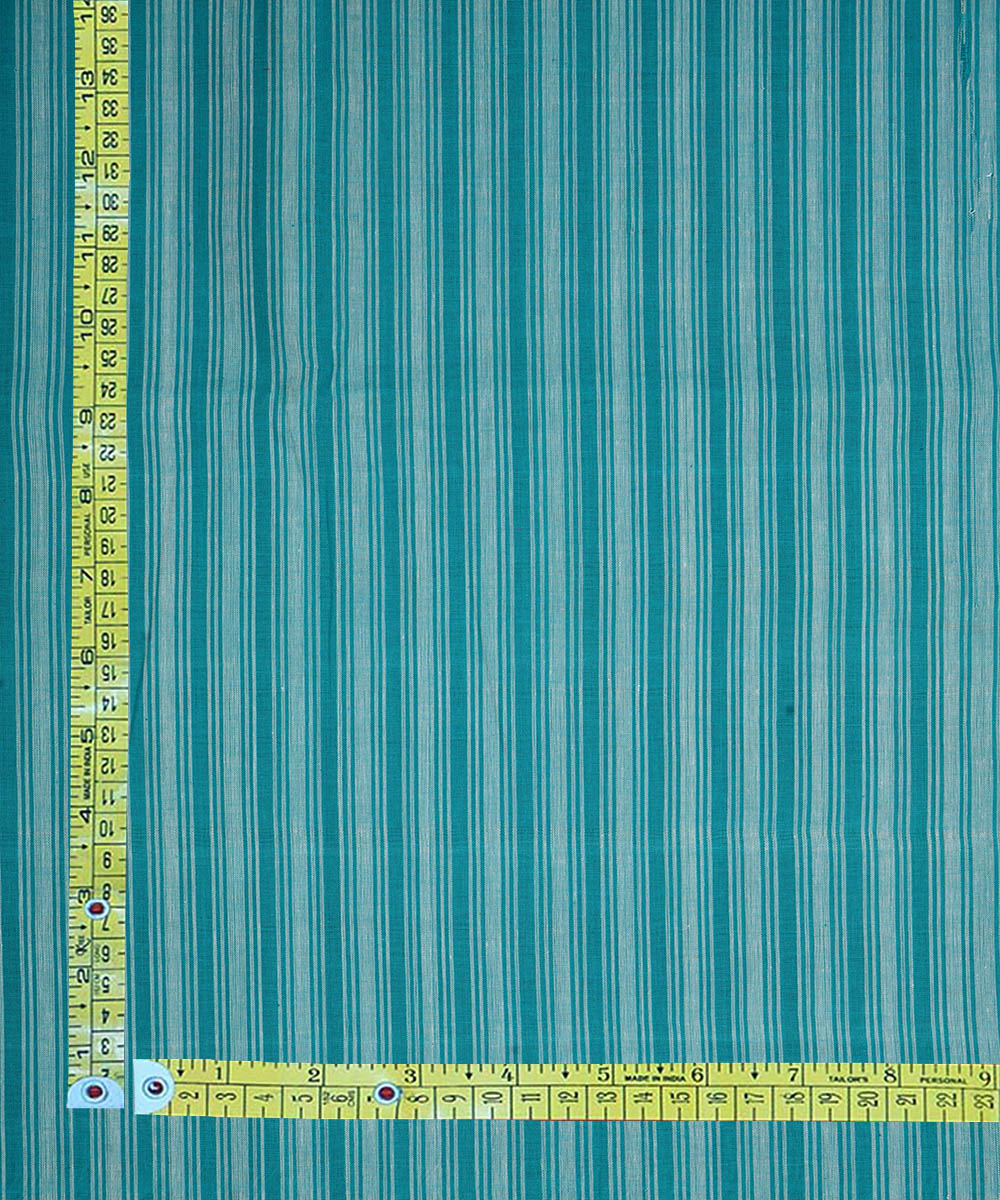 1.5m Blue green handwoven stripe cotton mangalagiri fabric