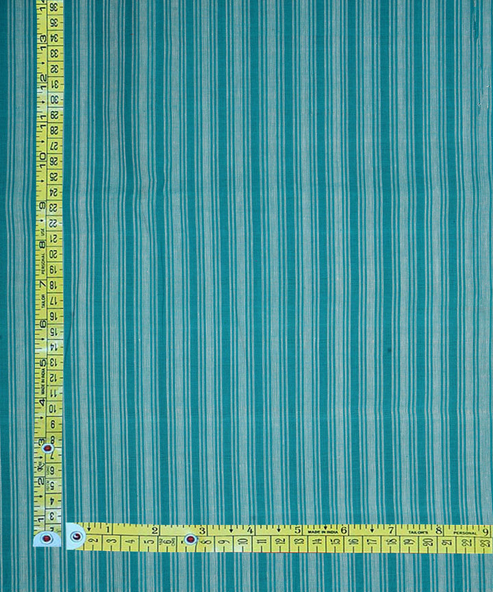 1.5m Blue green handwoven stripe cotton mangalagiri fabric