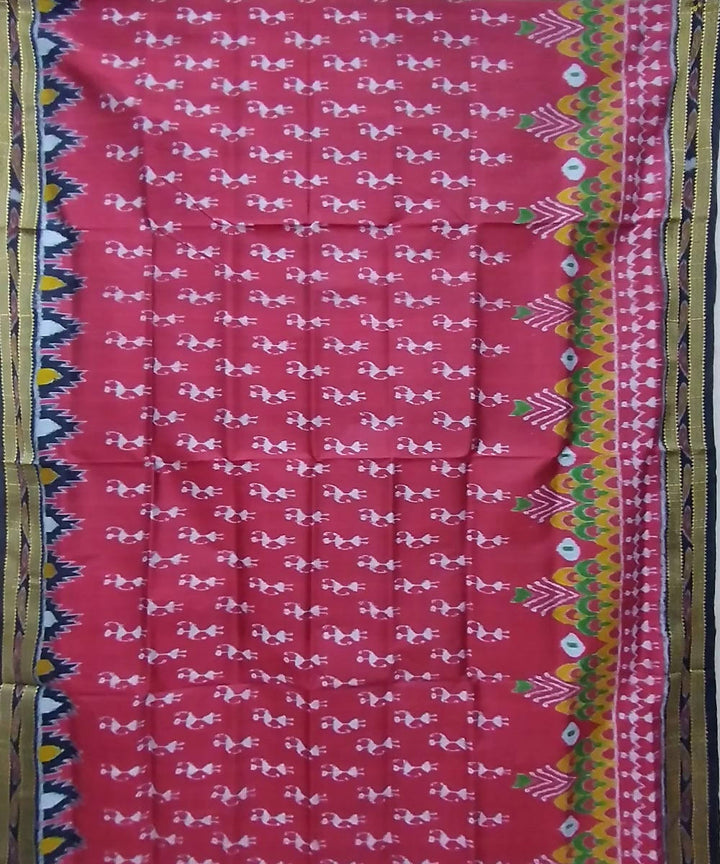 Maroon multicolor handwoven silk khandua saree