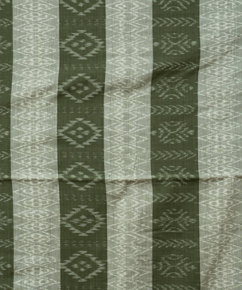 Artichoke camouflage green cotton handloom ikat nuapatna saree