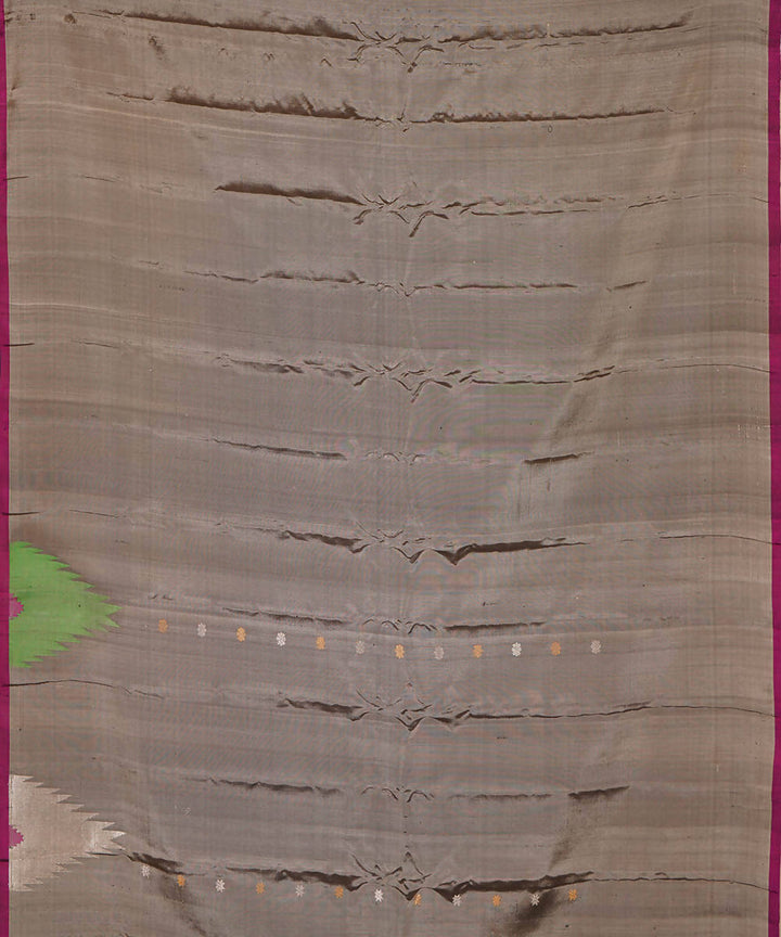 Grey handwoven silk gadwal saree