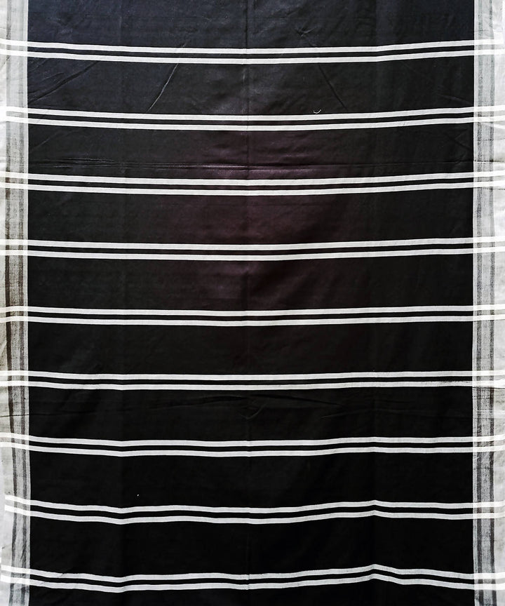 Black white handmade extra weft cotton saree