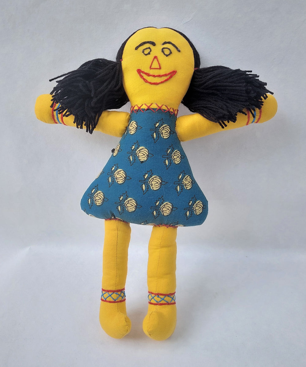 Blue yellow handcrafted cotton soft toy