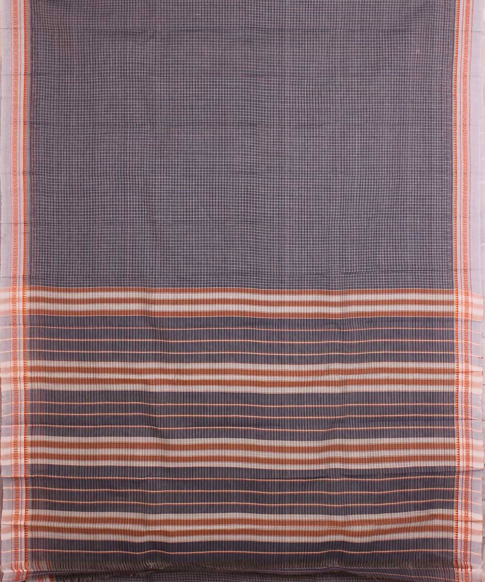 Grey white handwoven cotton narayanapet sari