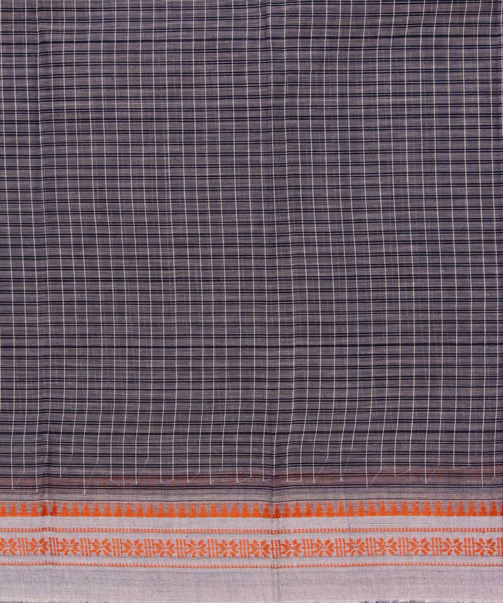 Grey white handwoven cotton narayanapet sari