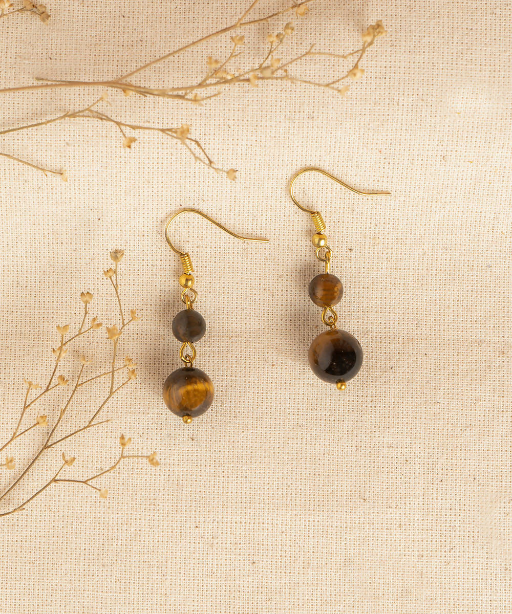 handcrafted tiger eye drops earrings