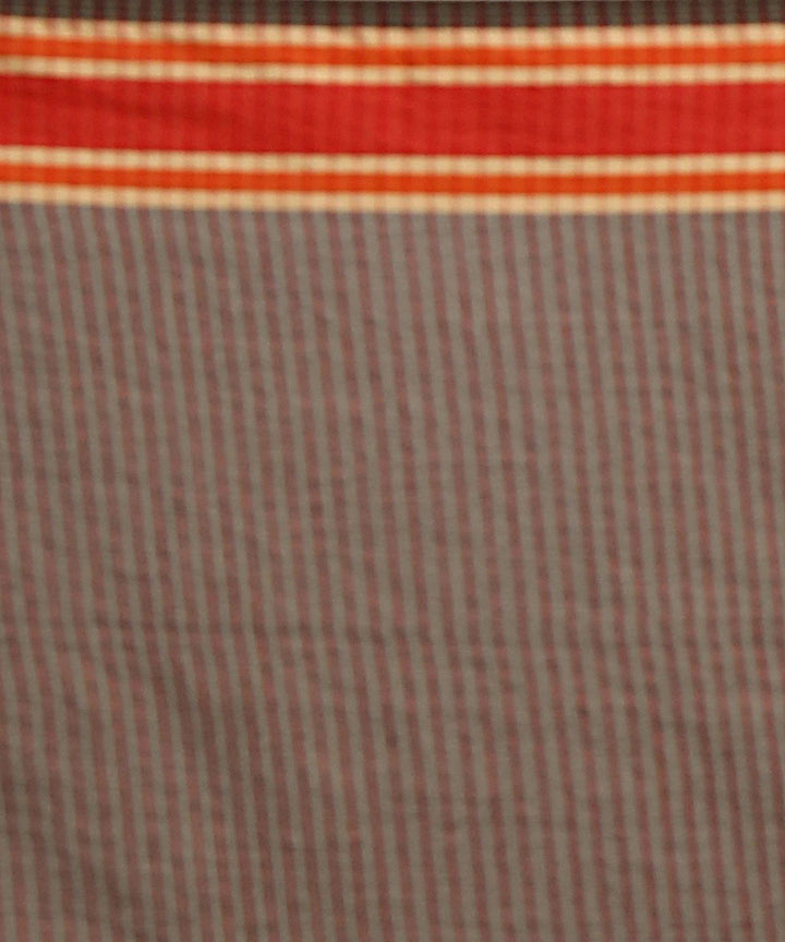 Brown silver handwoven cotton bengal saree