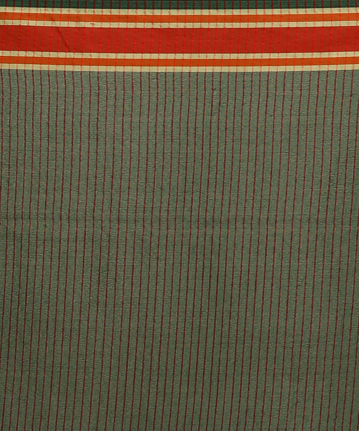 Dark green handwoven cotton bengal saree
