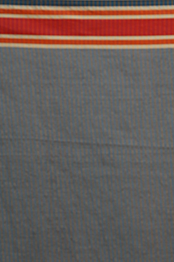 Grey blue handwoven cotton bengal saree