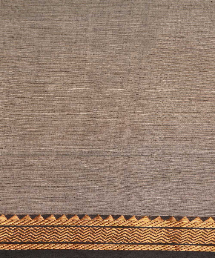 Grey gold border cotton handwoven mangalagiri saree