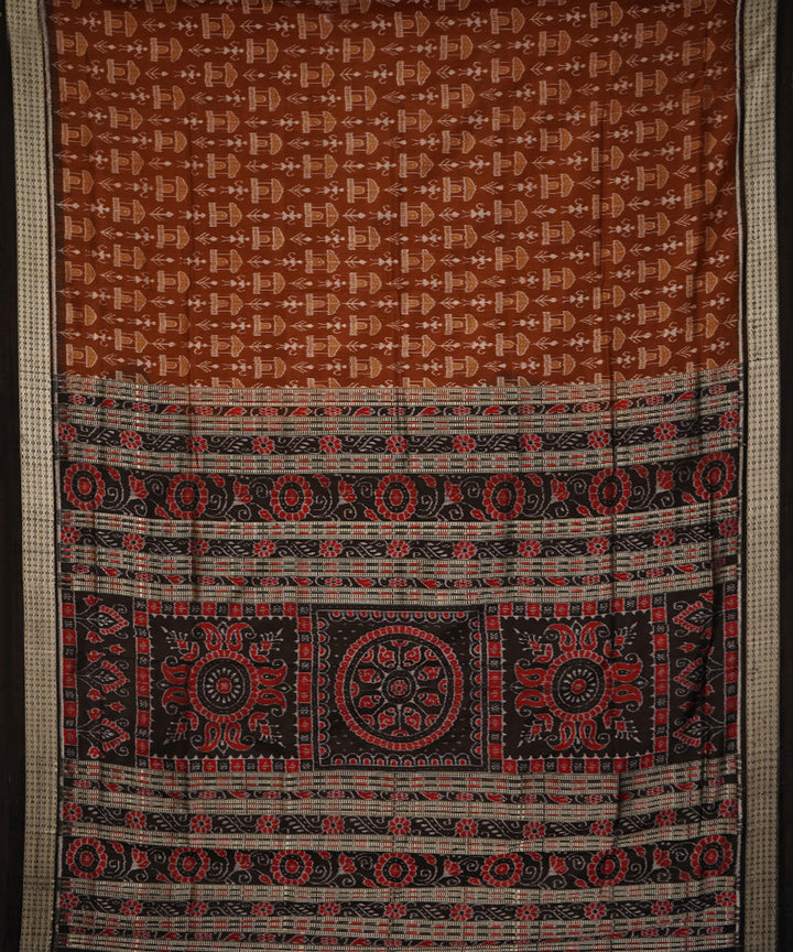 Brown black silk handloom sambalpuri saree
