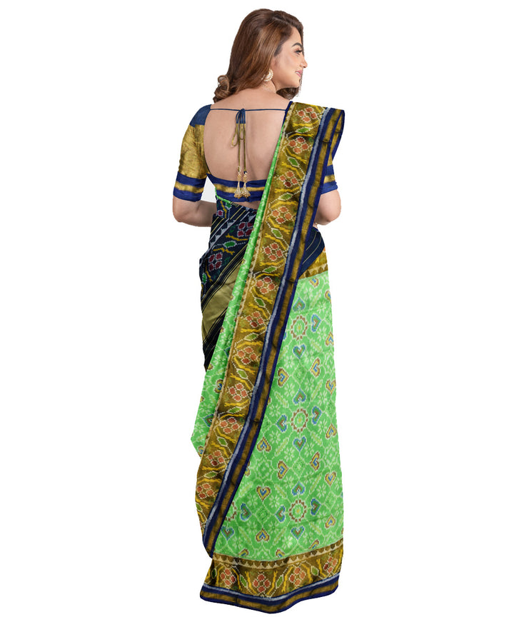 Lime green silk handwoven patola saree