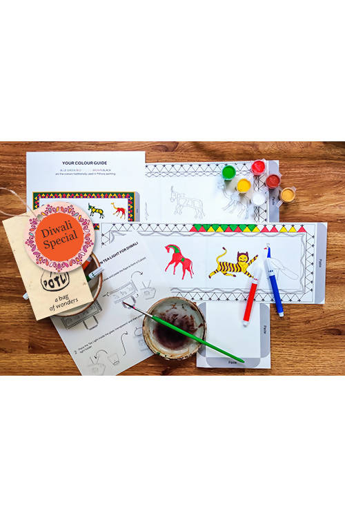 Potli diy educational craft kit t-lite holder making kit with pithora art