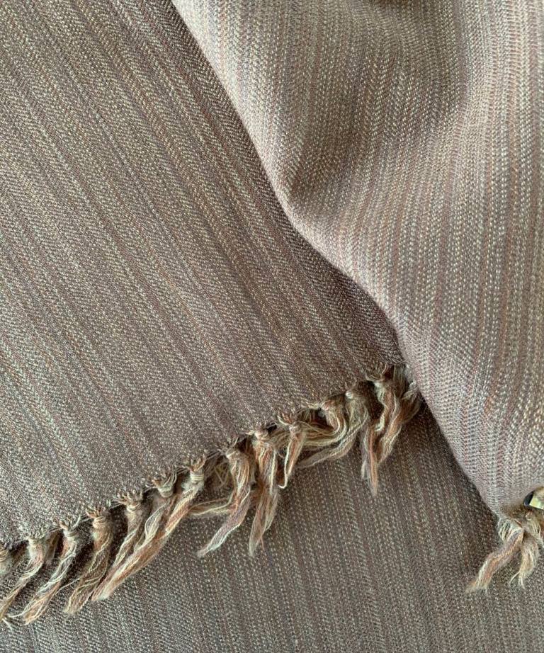 Brown checks hand woven wooled scarf