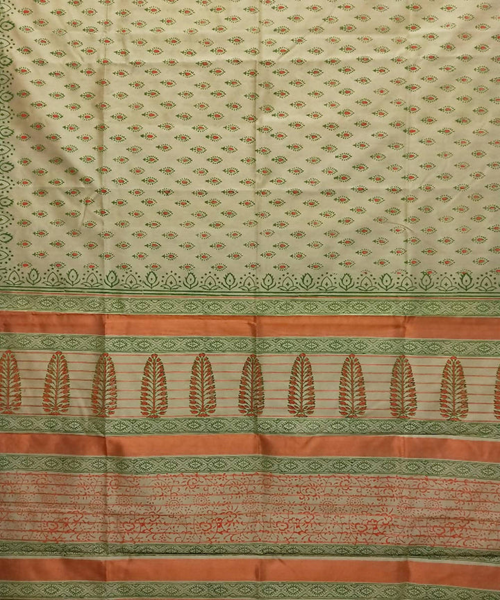 Deep champagne handwoven cotton silk maheshwari saree