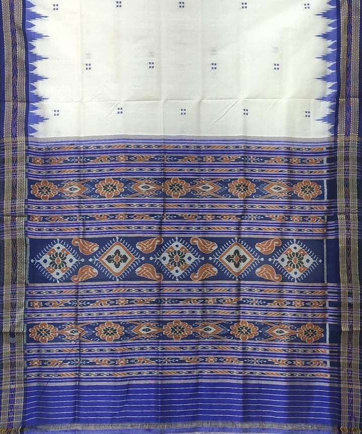 White violet handwoven bhandha border punja booti silk khandua saree
