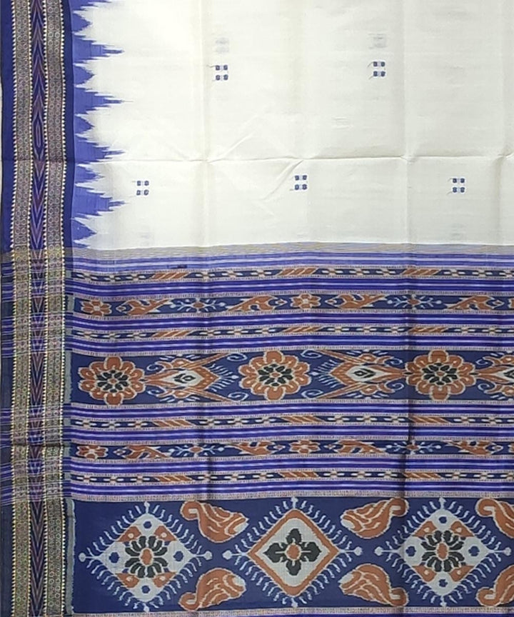 White violet handwoven bhandha border punja booti silk khandua saree