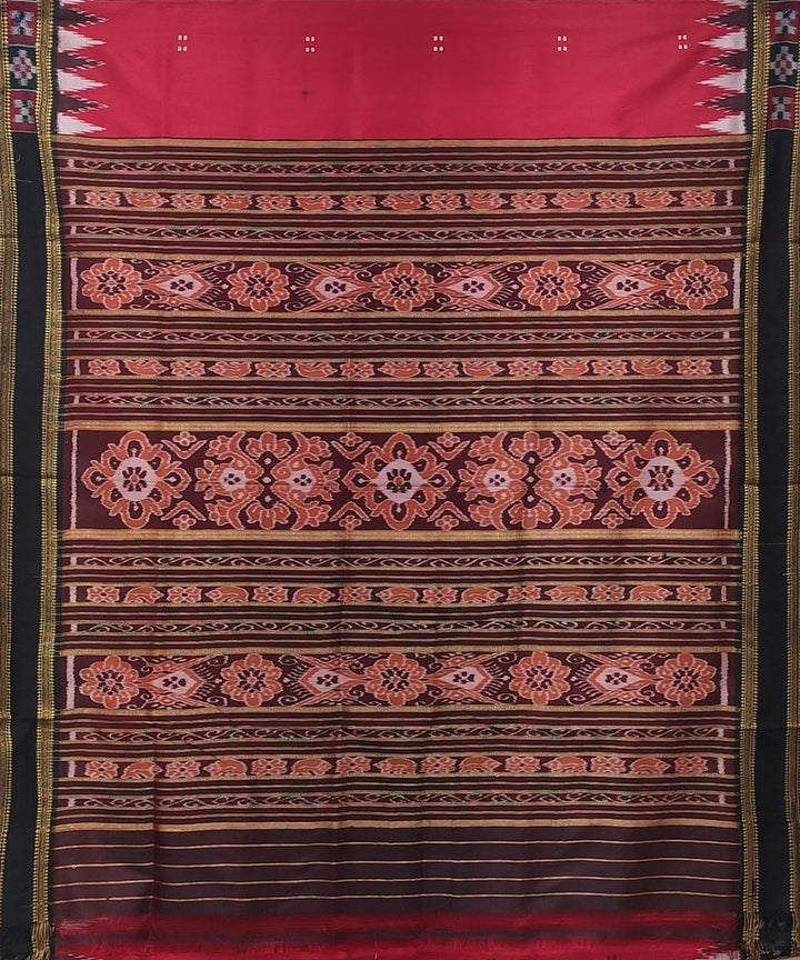 Red black handwoven pasapalli border punja buti silk khandua saree
