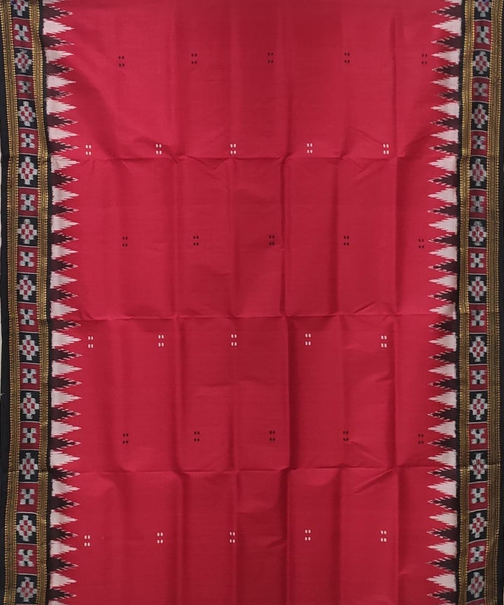 Red black handwoven pasapalli border punja buti silk khandua saree