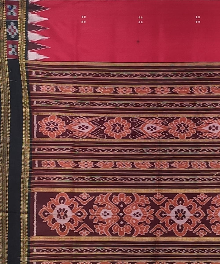 Red black handwoven pasapalli border punja buti silk khandua saree