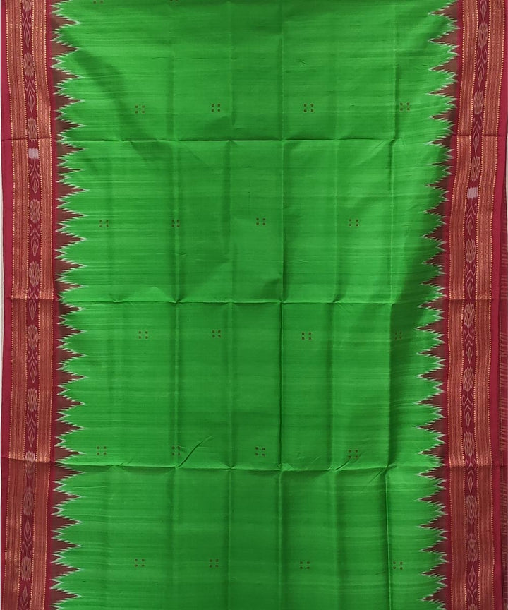 Green maroon handwoven punja buti silk khandua saree
