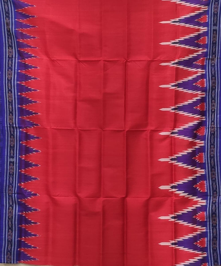 Red violet handwoven kumbha border silk khandua saree