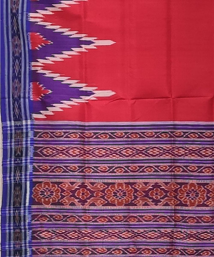 Red violet handwoven kumbha border silk khandua saree