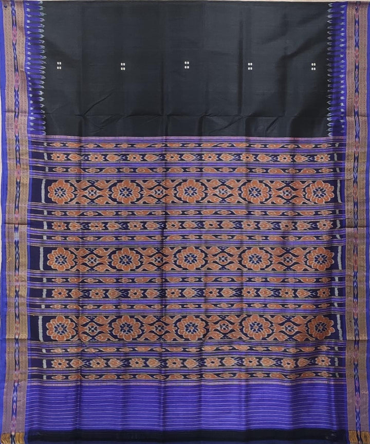 Black violet handwoven kumbha border punja buti silk khandua saree