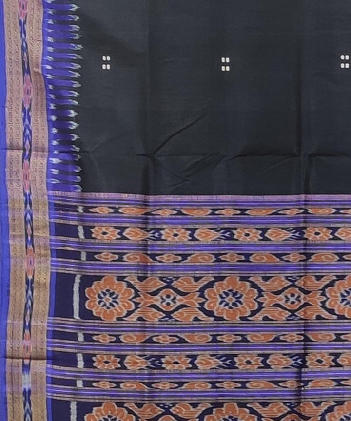 Black violet handwoven kumbha border punja buti silk khandua saree