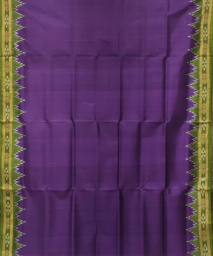 Purple olive green handwoven kumbha border silk khandua saree