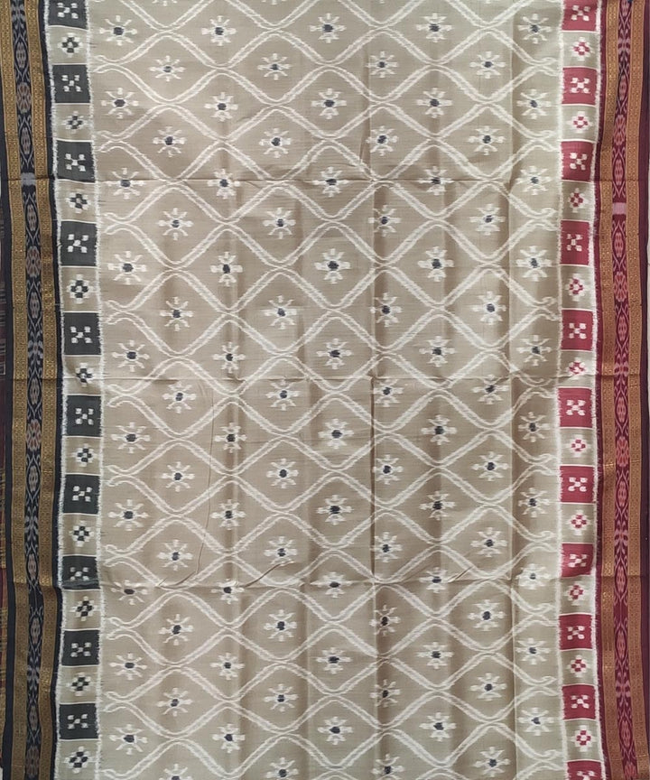 Grey black handwoven bandha body silk khandua saree