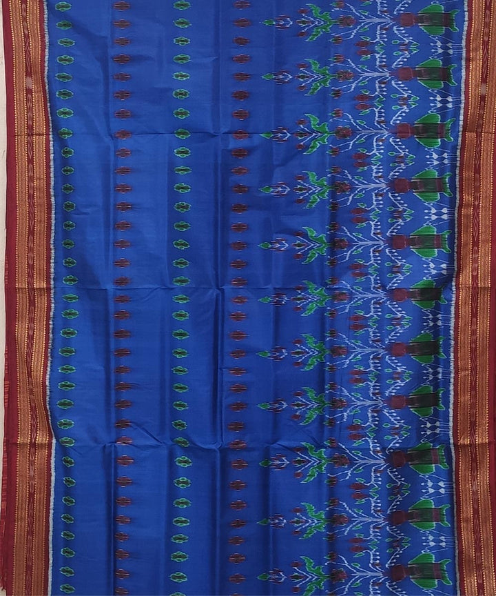 Indigo maroon handwoven bandha body silk khandua saree