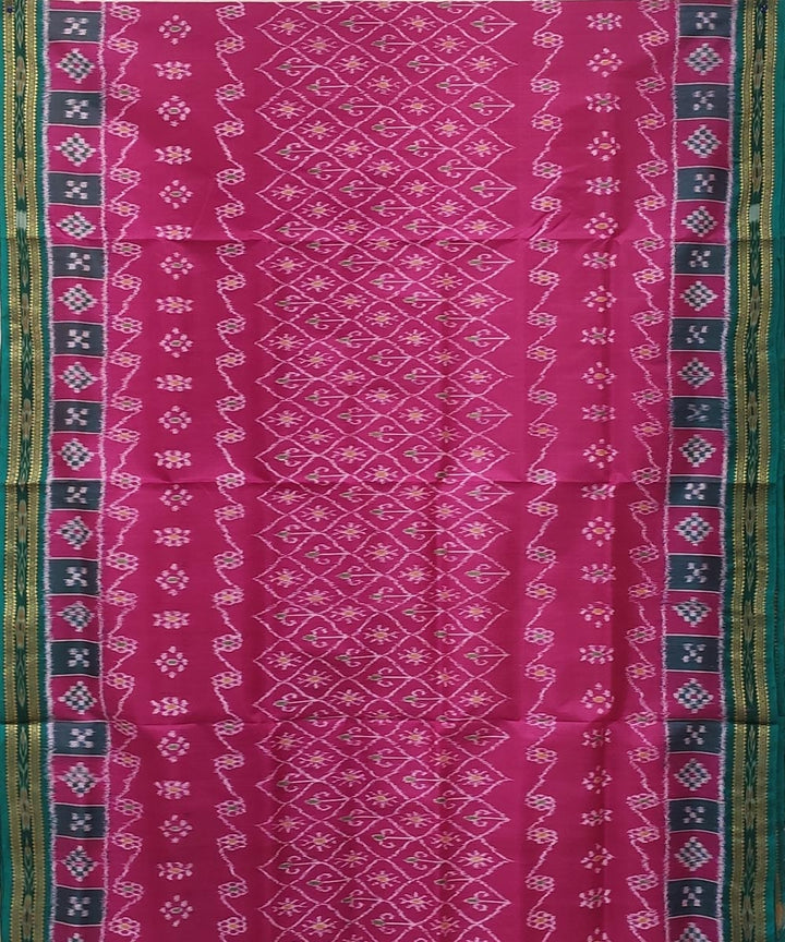 Pink light green handwoven bandha body silk khandua saree