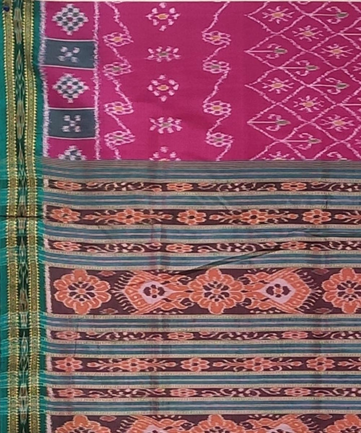 Pink light green handwoven bandha body silk khandua saree