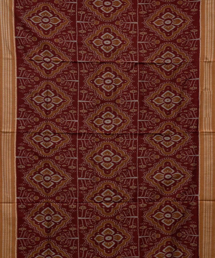 Burnt amber Burnt orange cotton handloom ikat nuapatna saree