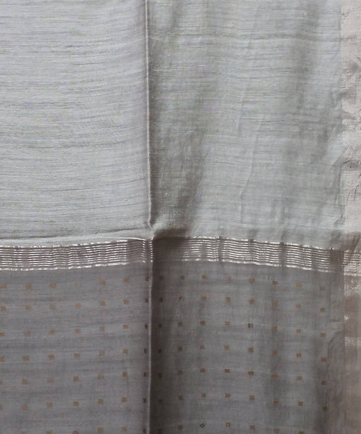 Bengal Silver Grey Handloom Sequin Matka Silk Saree