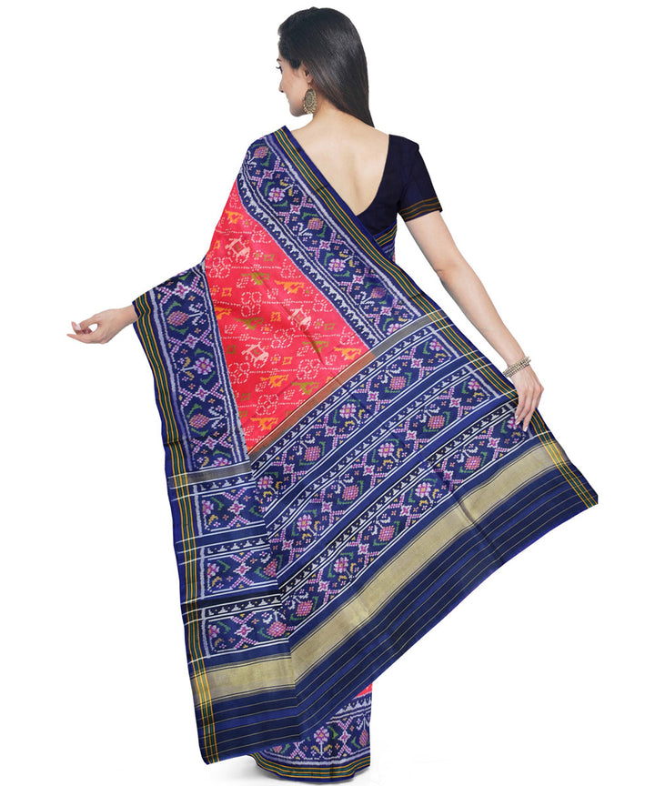 Pink blue handloom patola silk saree