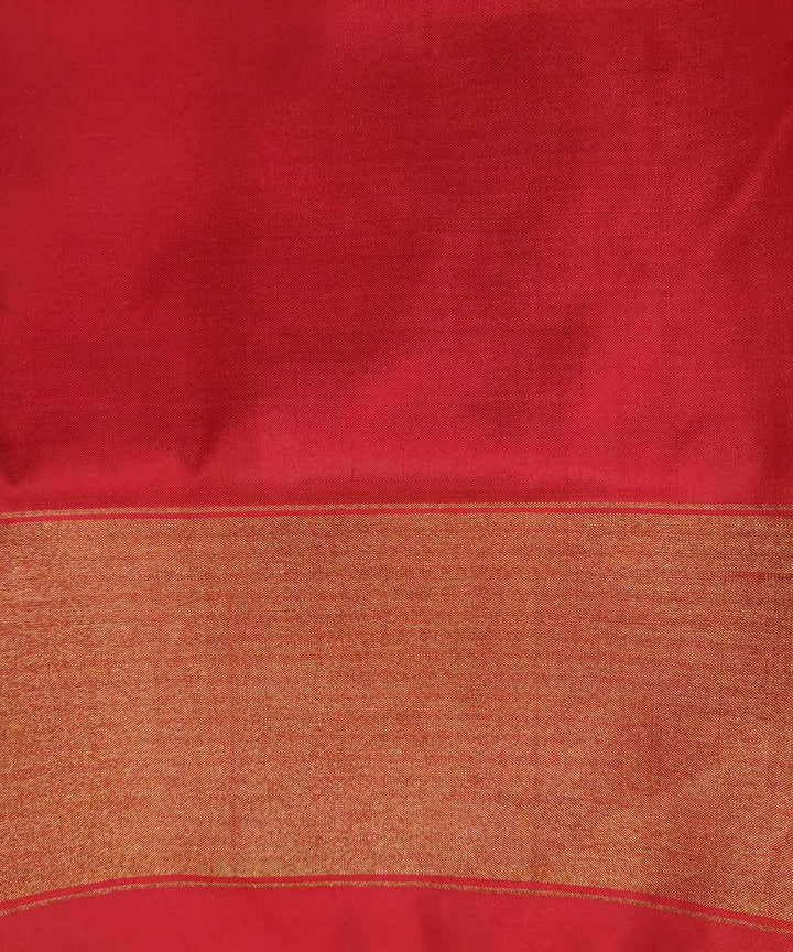 Mustard and red handwoven ikkat silk pochampally saree
