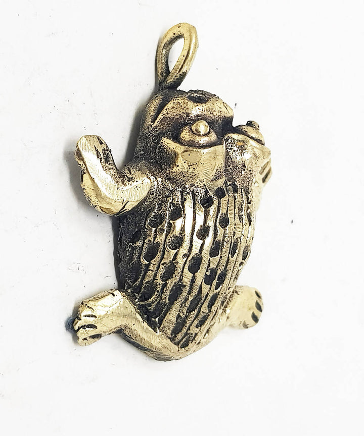 Handmade dhokra craft bell metal tribal frog shaped pendant
