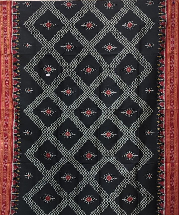 Black red handwoven tarabali bandha body silk khandua saree
