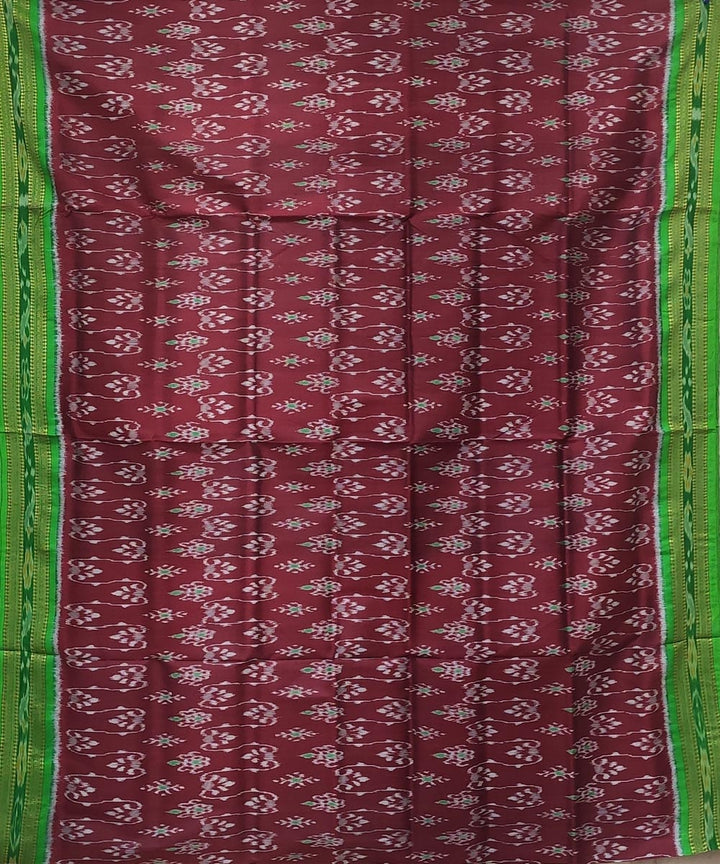Maroon green handwoven bandha body silk khandua saree
