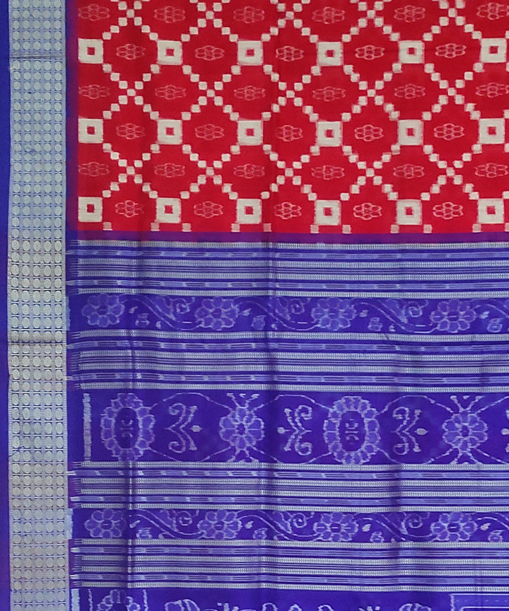 Red blue silk handloom sambalpuri saree